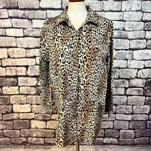 Chico's Black & Beige Animal Print Blouse/Tunic Size XL/18